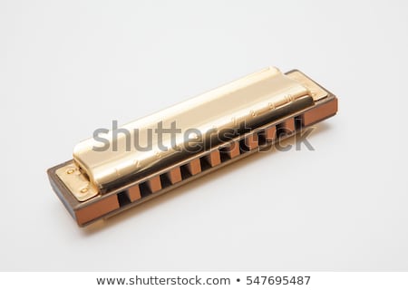 Foto d'archivio: Harmonica On A White Background