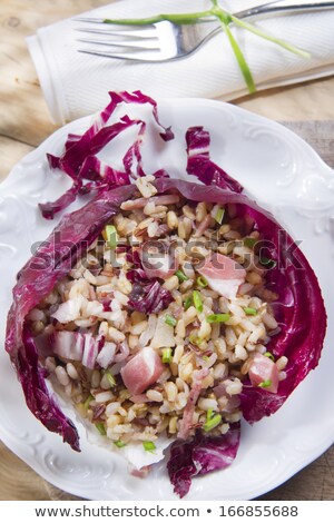Brown Rice With Red Radicchio And Speck Stock photo © Fotografiche