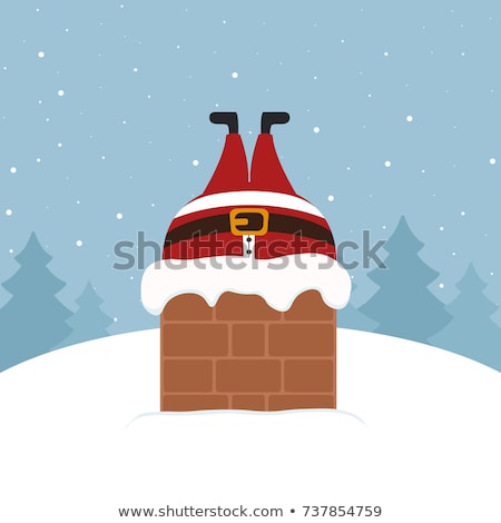 Foto stock: Santa Claus In Chimney
