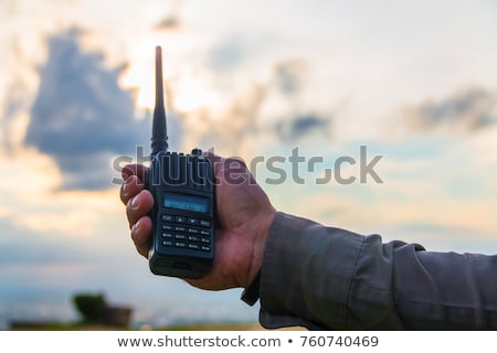 Stockfoto: Warte · Walkie · Talkie · Op · Witte · Achtergrond · Politie · Draagbare · Radio · S