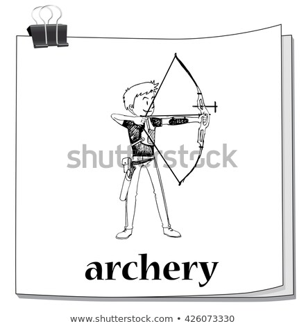 Stockfoto: Doodle Of Man Doing Archery