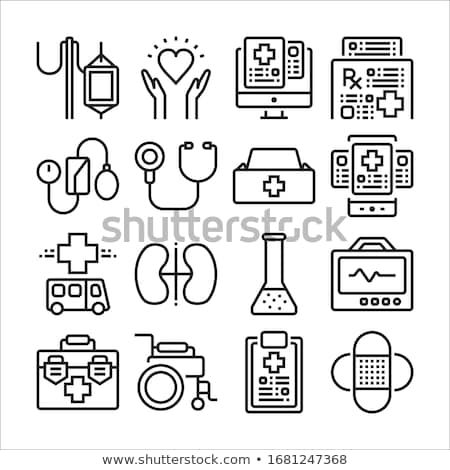 Foto stock: Medical Equipment - Line Design Pictograms Set