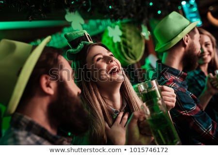 Stock fotó: Drinking Green Beer For St Patricks Day