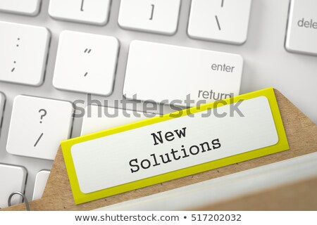 Foto d'archivio: Card File With Inscription Fresh Solutions 3d Rendering