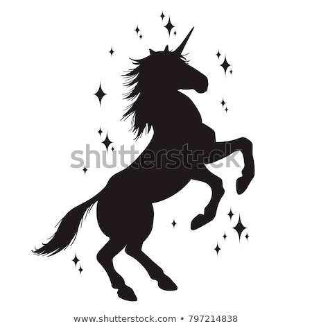 Foto stock: Unicorn Silhouette Horned Horse