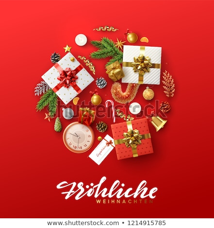 [[stock_photo]]: German Christmas Card Of Gift And Holiday Objects