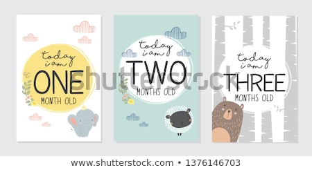 Zdjęcia stock: Baby Milestones From 1 To 6 Months Greeting Cards