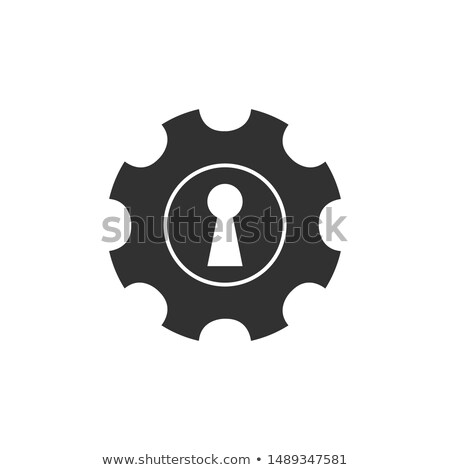 Foto d'archivio: Keyhole Inside Gear Or Cog Icon Simple Flat Symbol Stock Vector Illustration On White Background