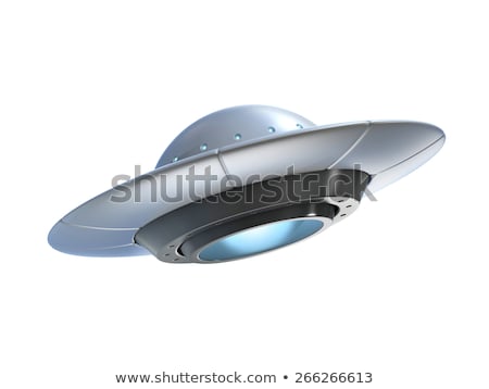 Foto stock: Cartoon Spaceship On White Background