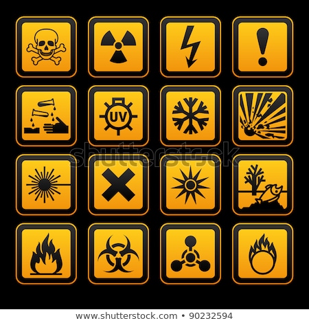 Hazard Symbols Orange Vectors Sign On Black Background Imagine de stoc © Ecelop