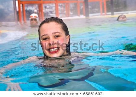 Сток-фото: Children Having Fun In The Outdoor Thermal Pool