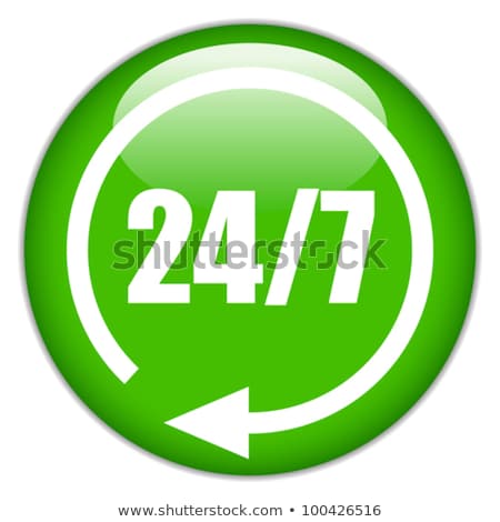 Сток-фото: 24 Hours Service Green Vector Icon Design