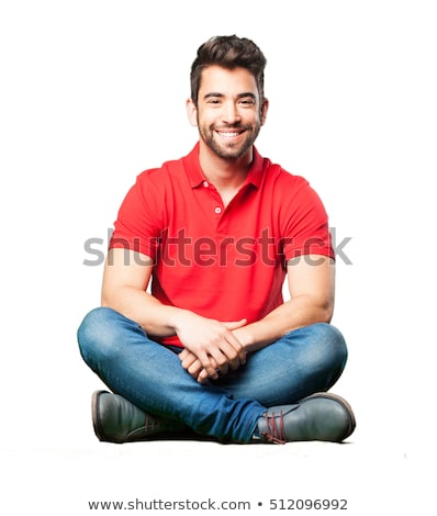 ストックフォト: Isolated Sitting On The Floor Man