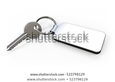 Foto stock: Metal Key With Blank Tag 3d Rendering