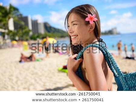 Waikiki Beach Vacation Woman Relaxing Walking On Sand At Sunset Honolulu Travel Destination In Oahu Stockfoto © Maridav