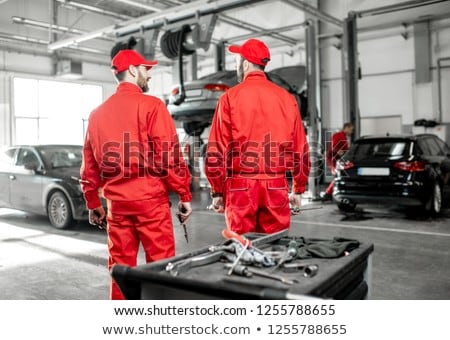 Stock fotó: Mechanic In Red Overall