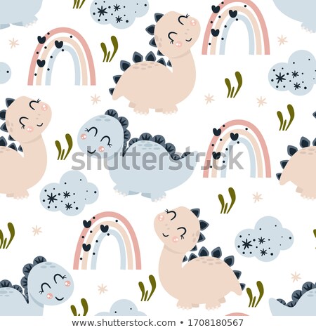 Сток-фото: Cute Monsters In The Grass Seamless Pattern