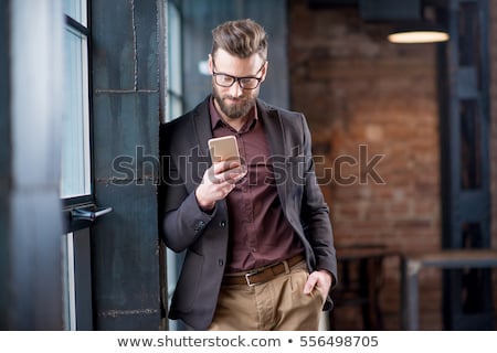 ストックフォト: Black Business Man With Mobile Phone