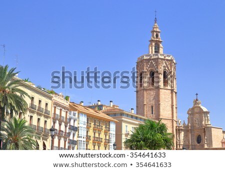 Zdjęcia stock: Tower And Blue Domes Of The Cathedral Of Valencia