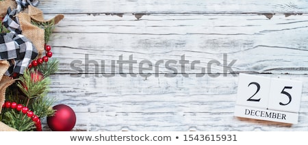 Stok fotoğraf: December 25th Calendar Blocks Against White Rustic Background