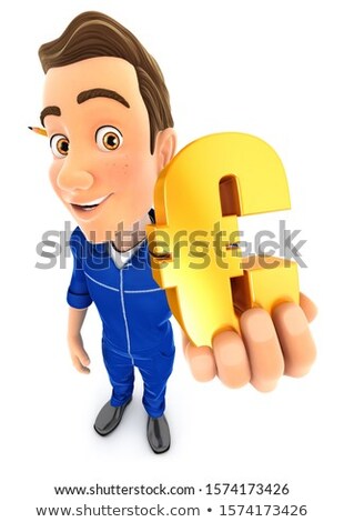 3d Mechanic Holding Gold Euro Sign Zdjęcia stock © 3dmask