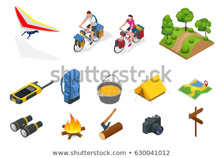 Zdjęcia stock: Hiking Extreme Tourism Isometric Icons Set Vector