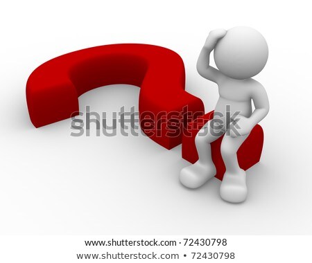 3d Man Sitting On A Question Mark Foto stock © Orla