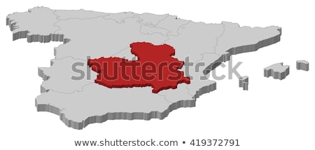 Map Of Spain Castile La Mancha Highlighted Foto stock © Schwabenblitz