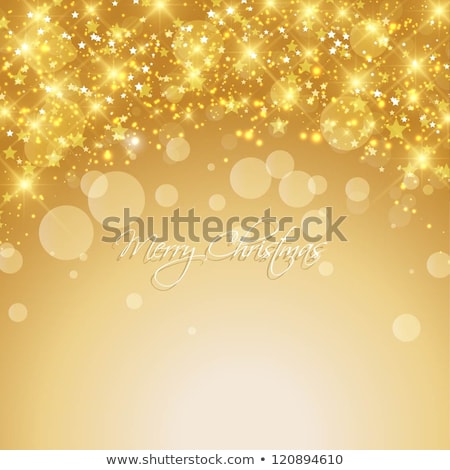 Christmas Star On Gold Abstract Snowy Background Imagine de stoc © Kjpargeter