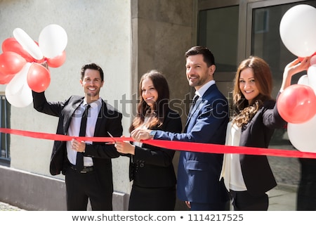 Zdjęcia stock: Business Building Opening Ceremony - Cutting Red Ribbon