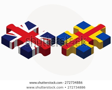 Foto stock: United Kingdom And Aaland Islands Flags In Puzzle