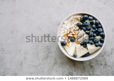 Stockfoto: Smoothie Bowls Healthy Breakfast Bowl On Blue Background