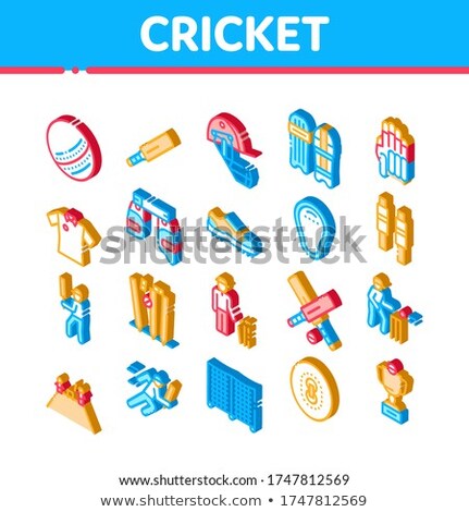 Cricket Game Isometric Elements Icons Set Vector Foto stock © pikepicture