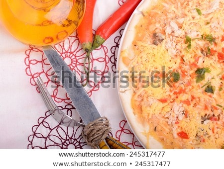 Beef Pizza With Meat Chop And Red Caviar Stockfoto © fotoscool