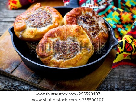 Stock fotó: Belyash Yeast Dough Round Pasty With Meat Filling