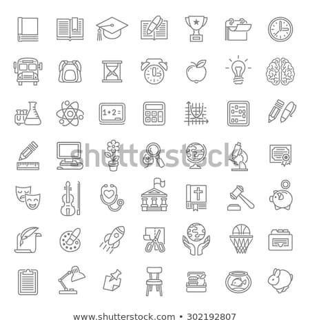 Stok fotoğraf: Chemistry Subjects Graduation Icon Vector Outline Illustration