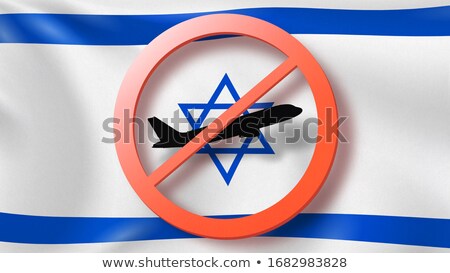 Stock photo: Prohibition Sign With Crossed Out Plane On The Background Of Israeli Flag