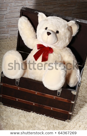 ストックフォト: Cute Teddy Bear With A Big Christmas Gift Box