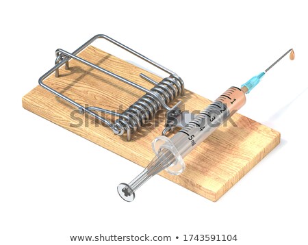 Stock fotó: Syringes In A Mousetrap On White Background