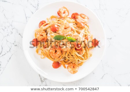 Сток-фото: Shrimps With Tomato And Basil Sauce