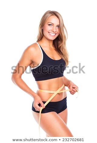 Stockfoto: Woman Measuring Perfect Shape Of Beautiful Thigh Healthy