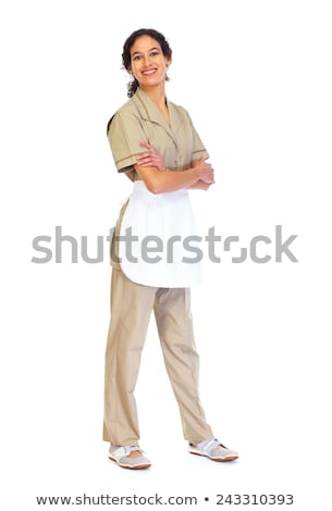 Stock photo: Housemaid Woman Isolated White Background