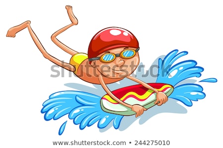 Stock photo: A Simple Coloured Sketch Of A Boy Swimming