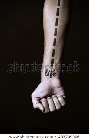 Stock photo: Dashed Line And Word Life In A Forearm