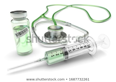 Stok fotoğraf: Syringe With Bottle Of Vaccine 3d Rendering