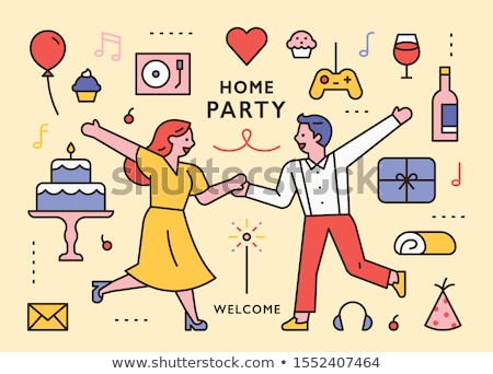 Stock photo: Dancing Young Couple Illustration Isolated