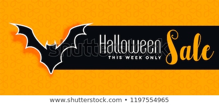 [[stock_photo]]: Halloween Sale Yellow Banner With Bat Silhouette