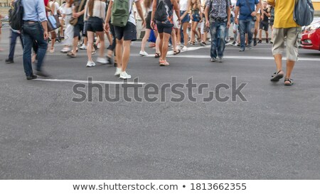 Stockfoto: Silhouette Of Group Of People With Transition Background