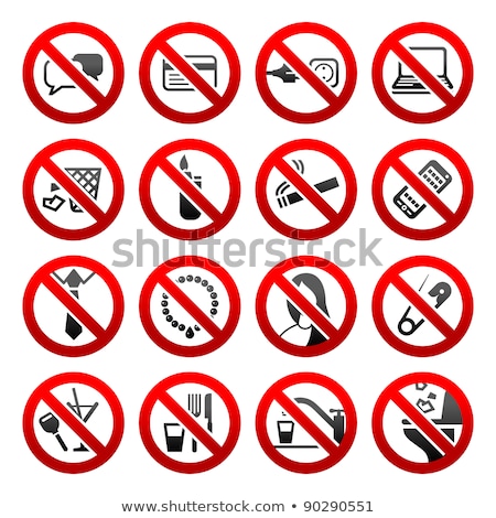 Set Icons Prohibited Symbols Office Black Signs Stock foto © Ecelop