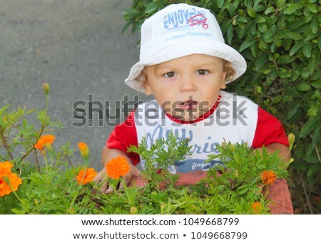 Сток-фото: Children Orange Panama Hat